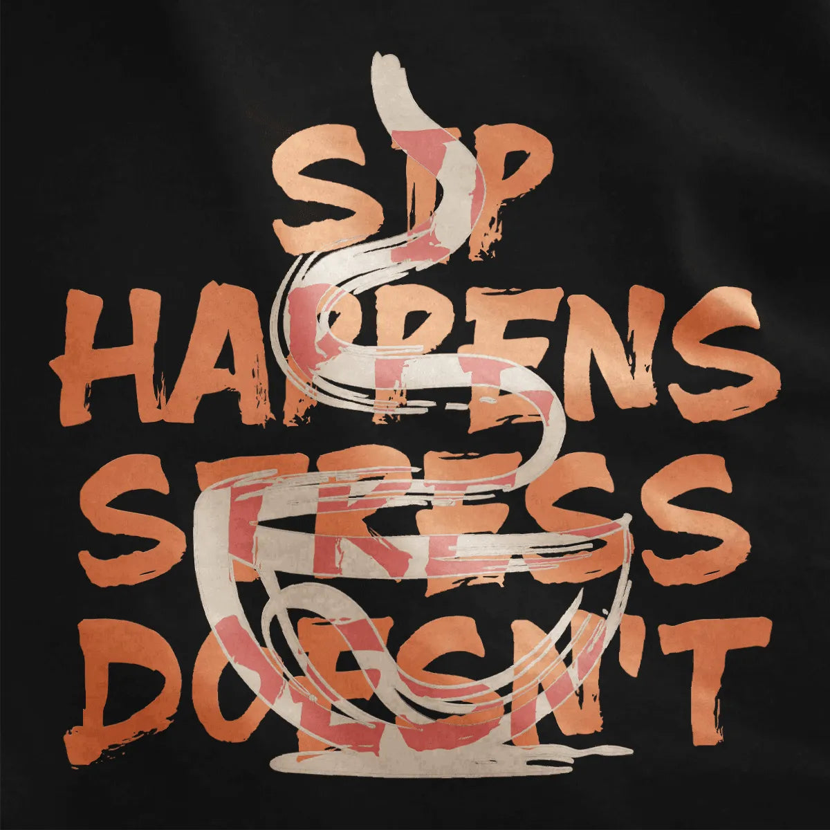 Red bear with ramen and chopsticks, yellow circle pops on black shirt, junk food shirt, bold typography.