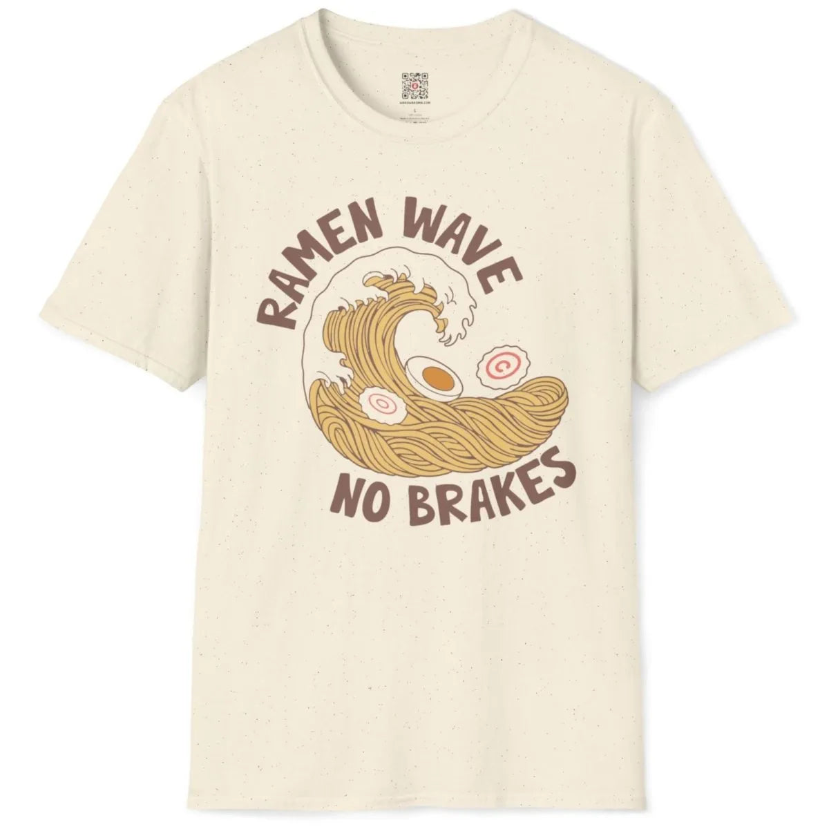 Flatlay natural shirt with ramen wave, appetizing design, ramen t-shirt, japanese t-shirts.
