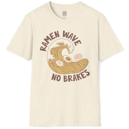 Flatlay natural shirt with ramen wave, appetizing design, ramen t-shirt, japanese t-shirts.