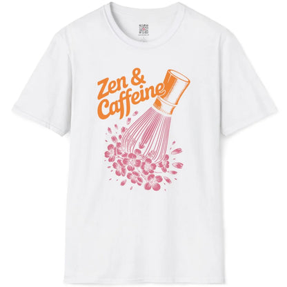 White flatlay with modern orange script, chasen whisk, and delicate pink cherry blossoms on the front.